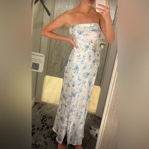 Altar’d State Maxi Dress Paityn: Floral Satin strapless Maxi Dress